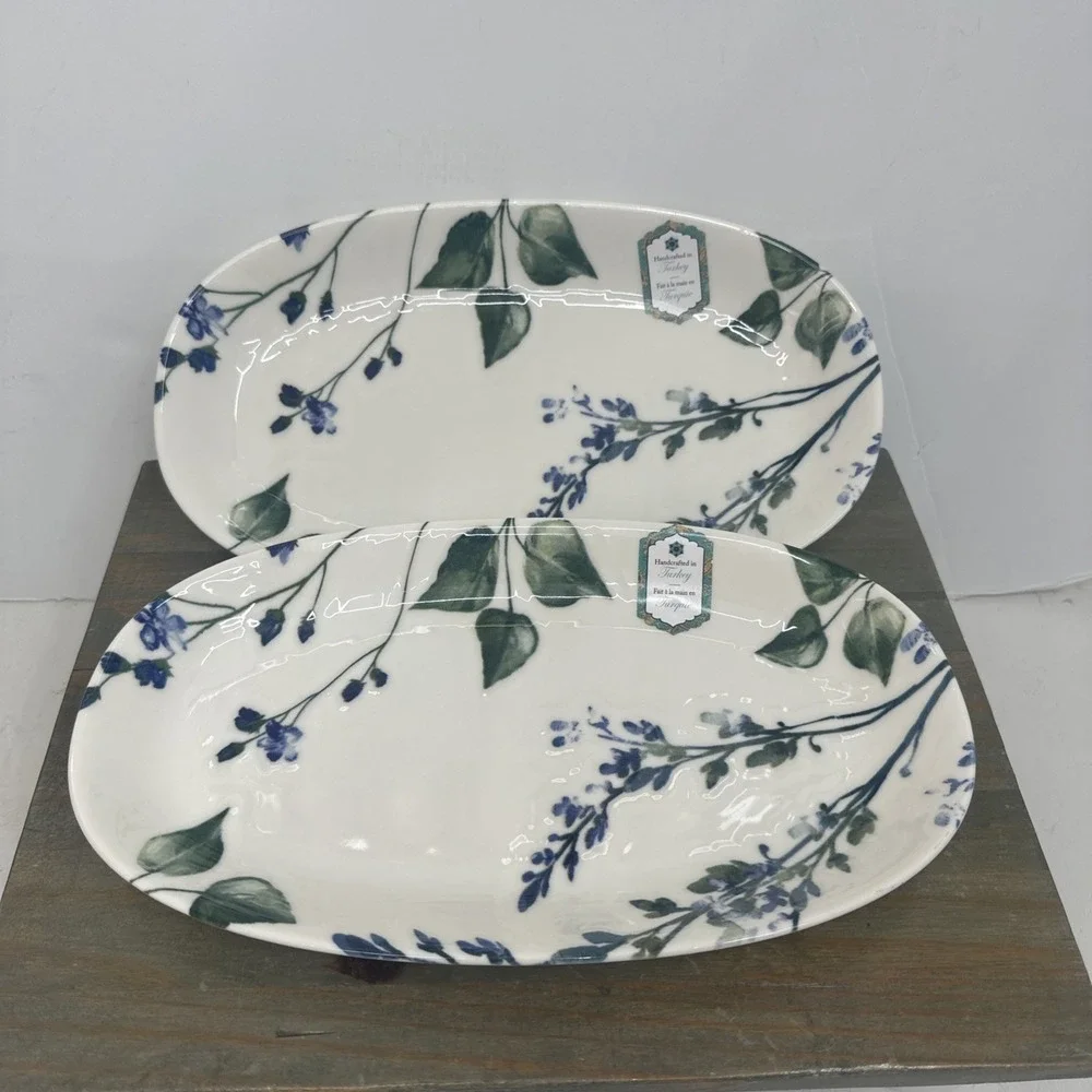 Set of 2 INTESA HOME Wildflowers Oval Serving Tray 13